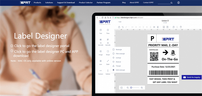 iDPRT Etikettien suunnittelija Software Interface